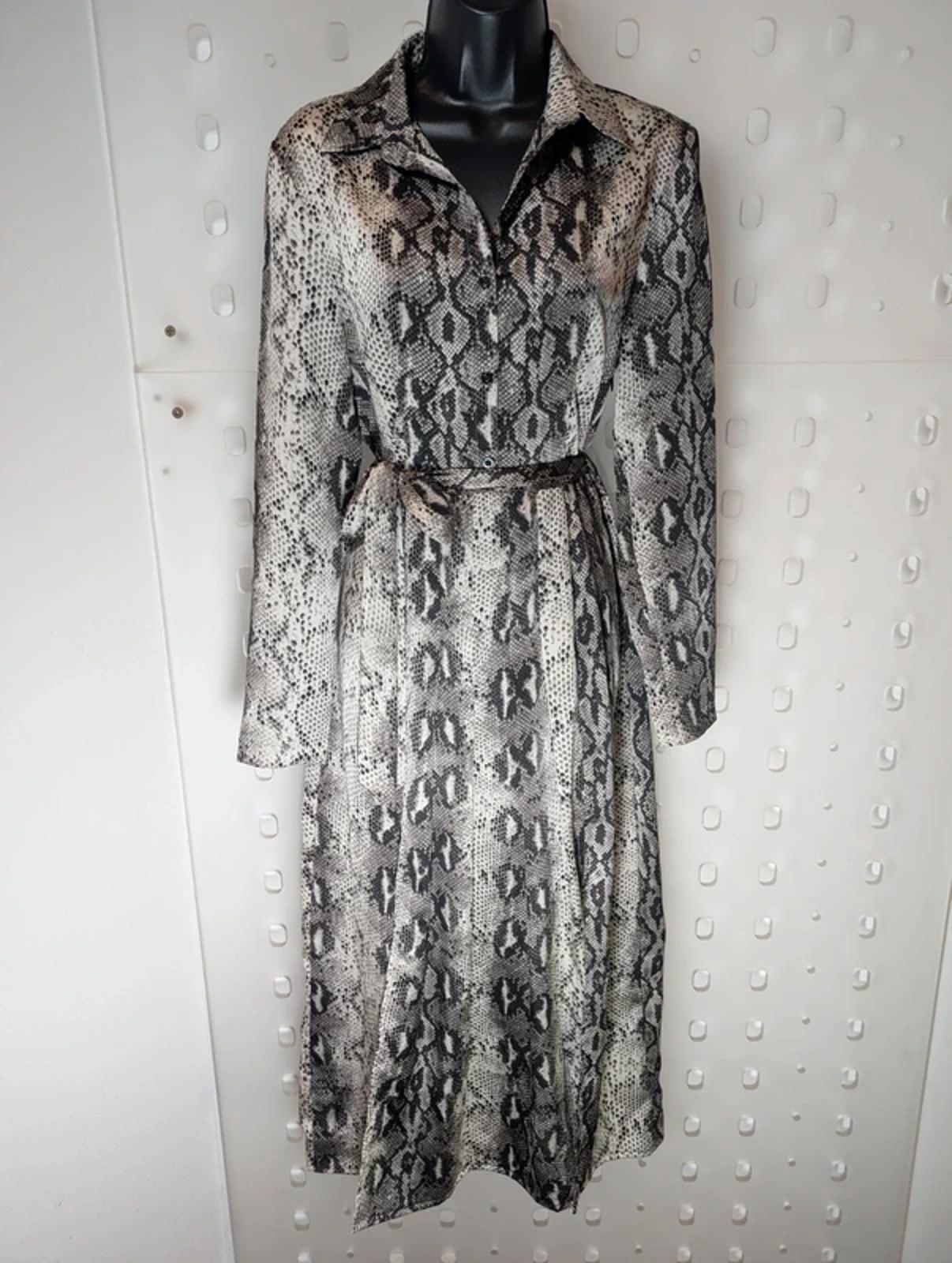 Lola May Snake Print Midi Shirt Dress UK 8 Safari Chic