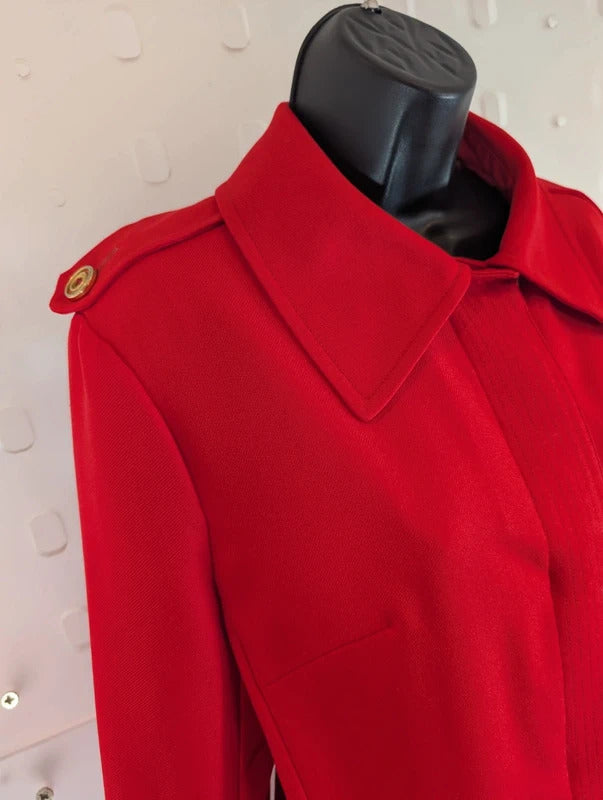 Vintage 1970s London Fog Bright Red Trench Mac Coat UK12
