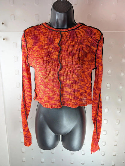 The Ragged Priest Cropped Knit Top – Red & Orange – XS
