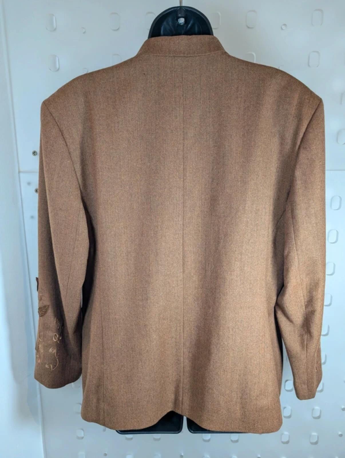 Mary Kimberley Wool Embroidered Jacket Tan Brown EU44