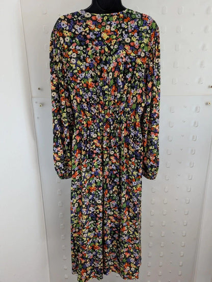 B.Young Black Floral Midi Dress EU36 UK8