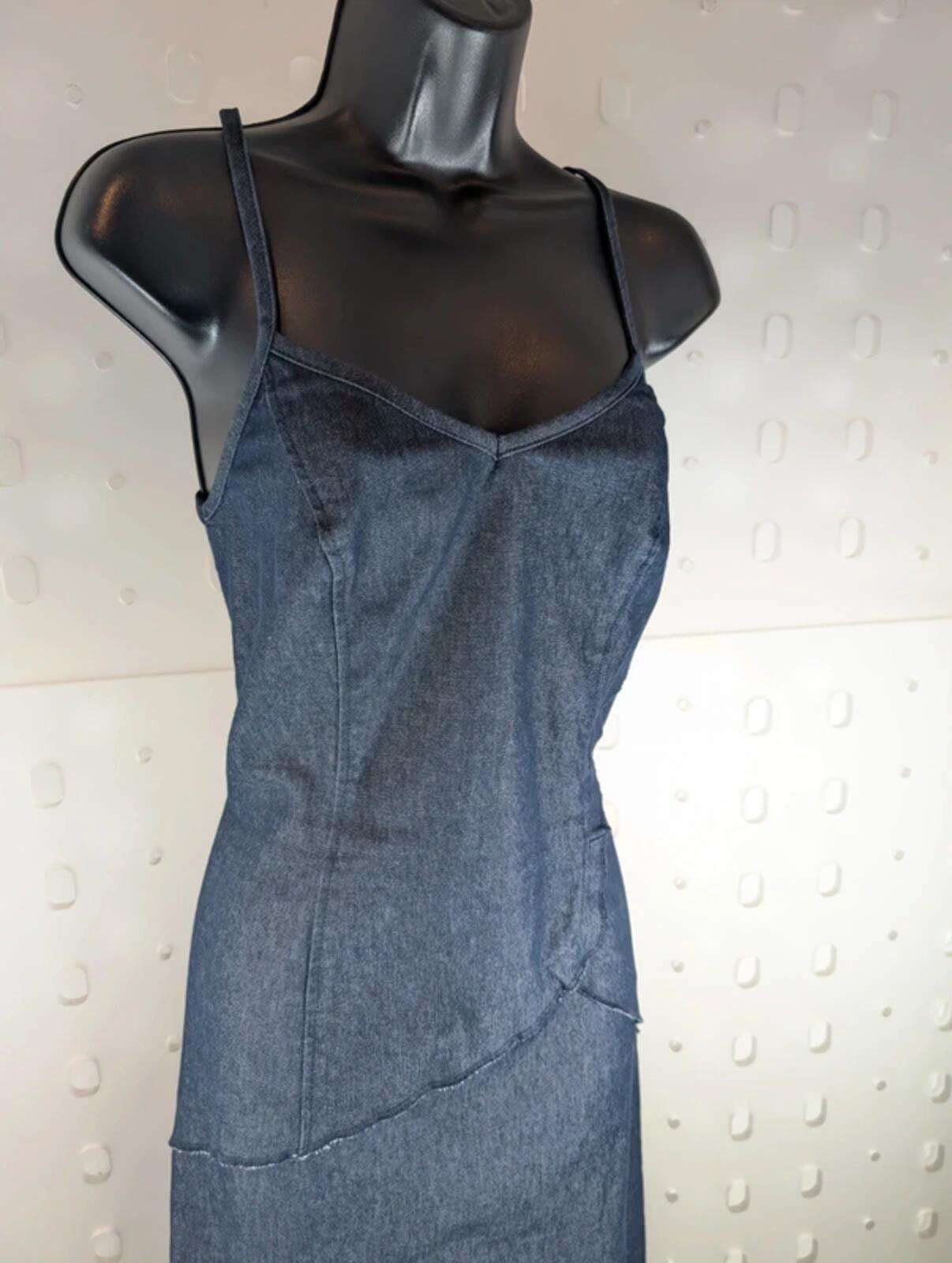 Vintage Y2K ZNJ stretch denim tassel hem dress UK12