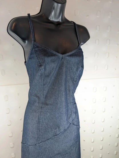 Vintage Y2K ZNJ stretch denim tassel hem dress UK12