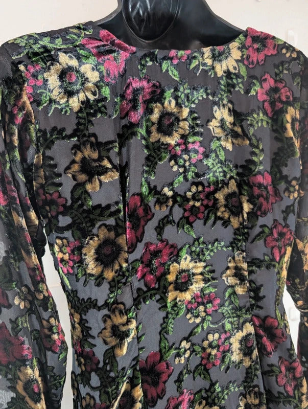 Handmade Floral Burnout Tunic & Matching Shawl Set