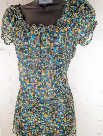 Per Una Sheer Lace Longline Top Micro Mini Dress UK14