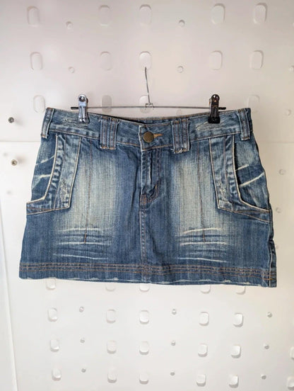 Vintage Jeanstar 100% Cotton Denim Mini Skirt 30” Waist Grunge Y2K