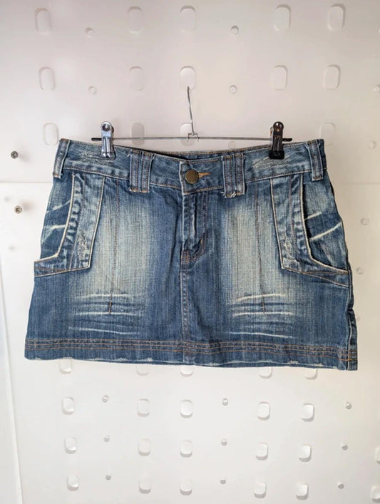 Vintage Jeanstar 100% Cotton Denim Mini Skirt 30” Waist Grunge Y2K