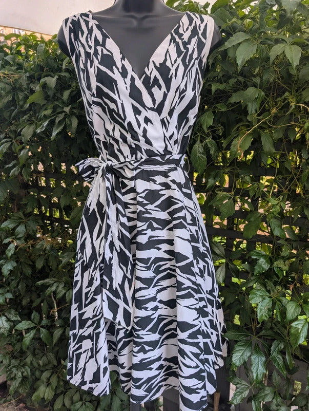 Ossie Clark Zebra Print Midi Dress UK14