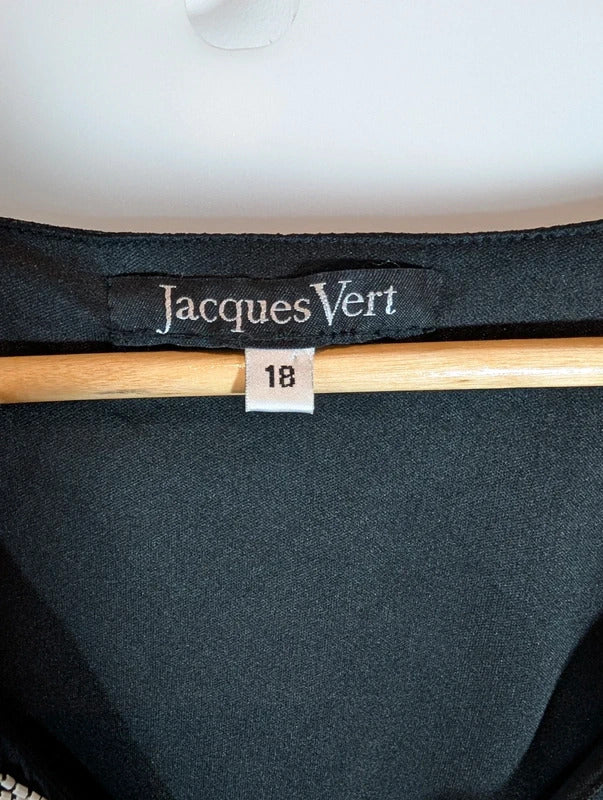 Jacques Vert Black Silk Beaded Embroidered Evening Top UK18
