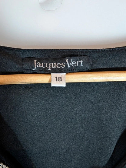 Jacques Vert Black Silk Beaded Embroidered Evening Top UK18