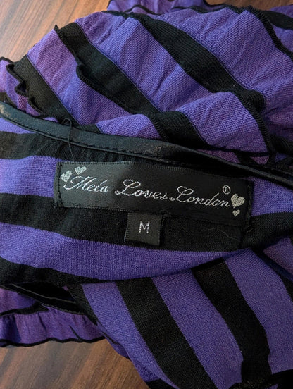 Mela Loves London Purple & Black Ruffle Mini Dress – Size M
