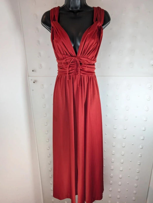 Josh Charles Vintage 70s Maxi Dress Made In England Cummerbund Waist