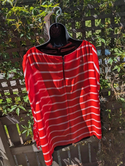 Studio by Preen Coral Stripe Ruched Sleeve Top UK16 NWT