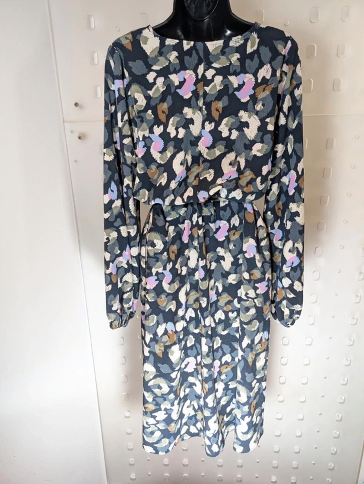 Nümph Nuecho Abstract Leopard Print Dress UK8 Scandi Style