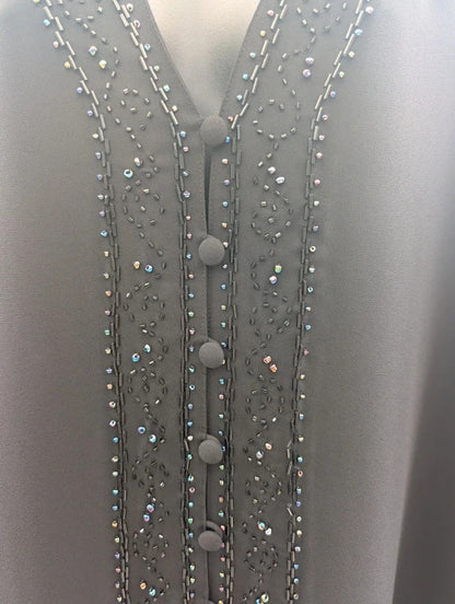 Vintage Ann Harvey Sheer Beaded Evening Jacket Black UK22