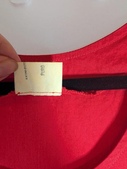 Vintage Red Cotton Shift Dress European Workwear Style EU48