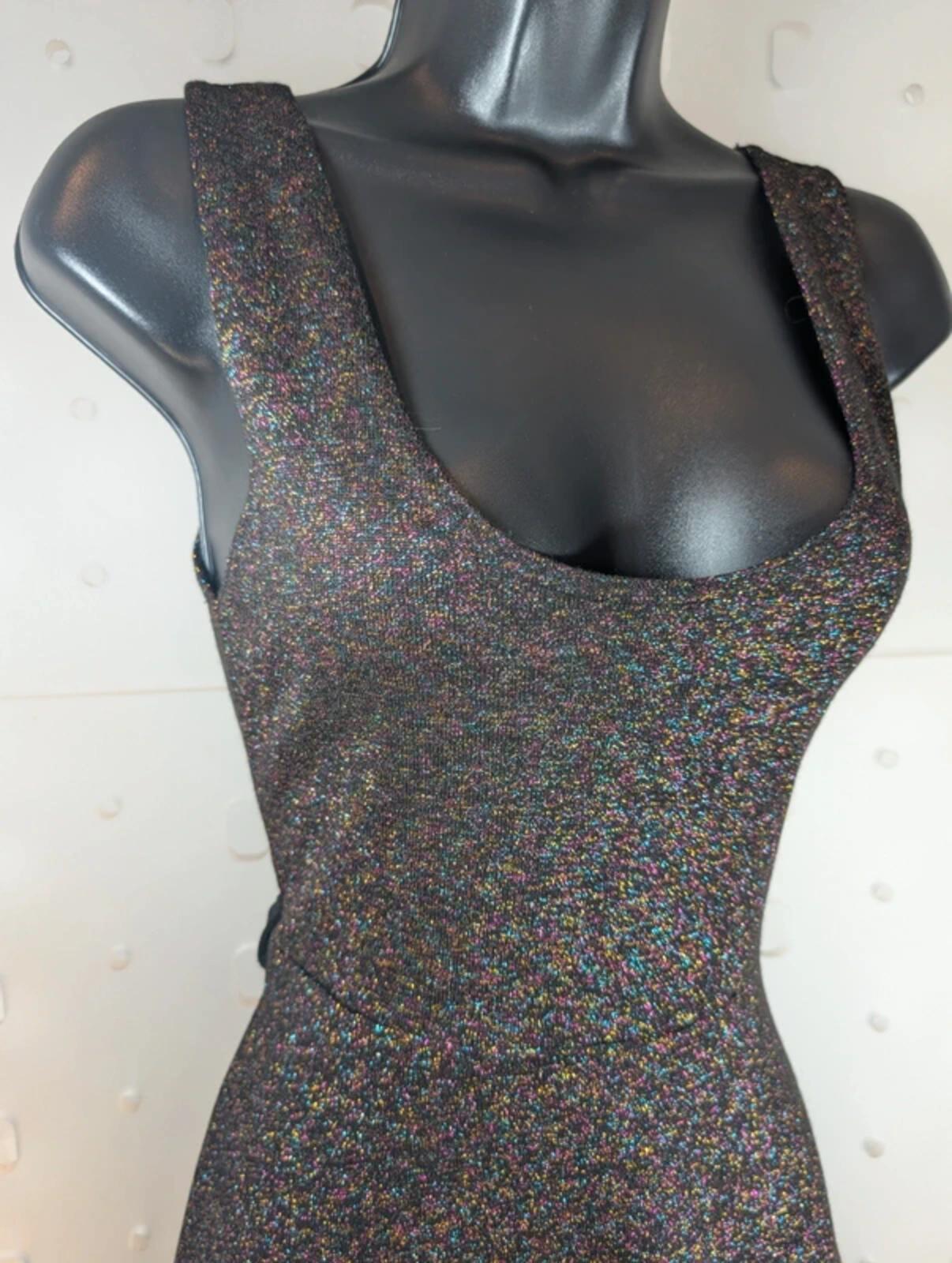 Influence Black Skater Dress Rainbow Sparkle S