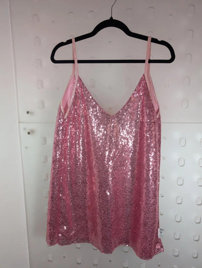 Pea Street Handmade Sequin Swing Dress Baby Pink Medium