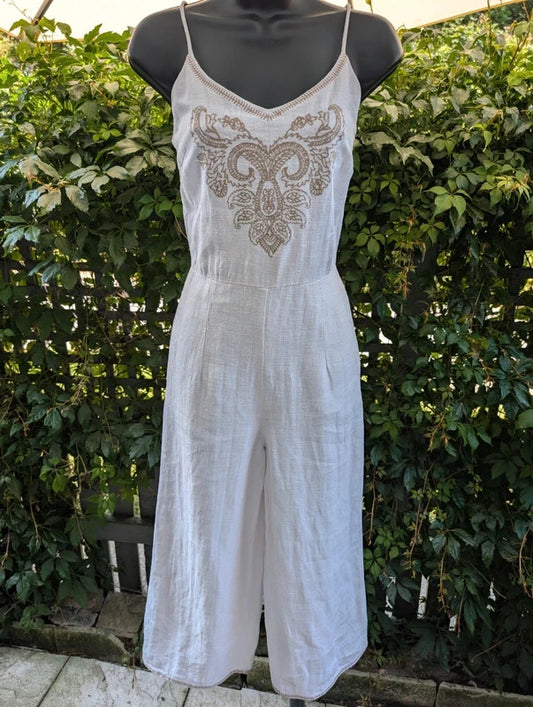 Moon River Linen Cropped Jumpsuit UK8