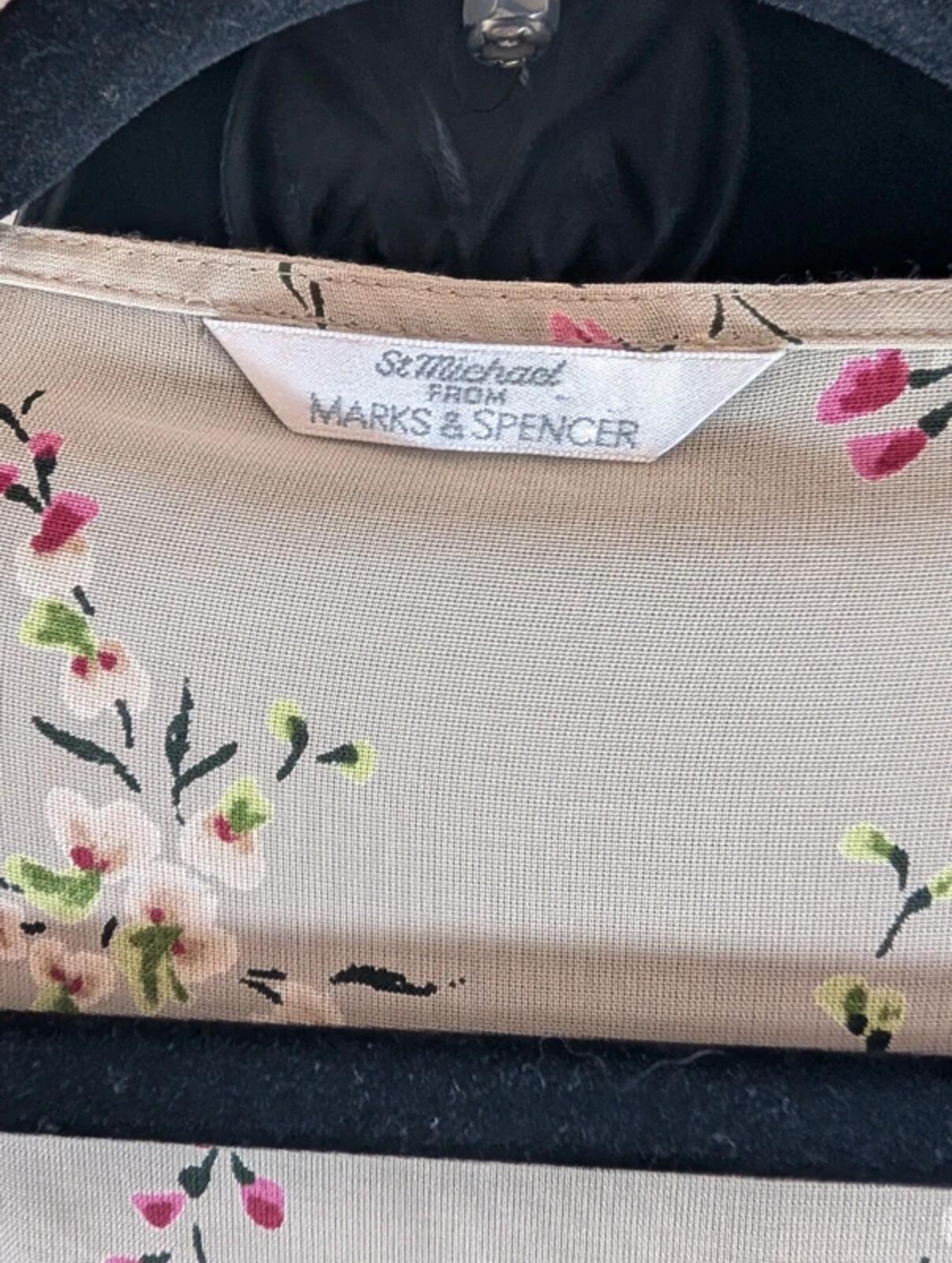 Vintage St Michael M&S Floral Blouse UK18–20 Viscose Frill Sleeve