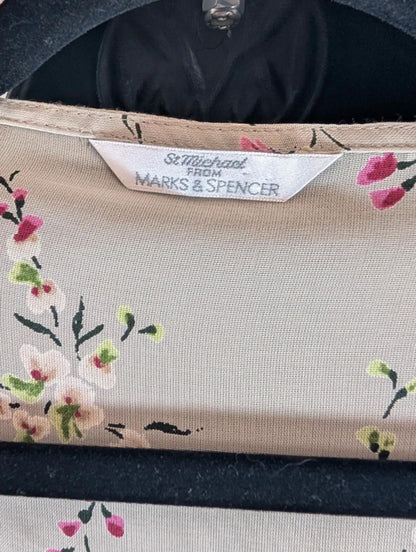 Vintage St Michael M&S Floral Blouse UK18–20 Viscose Frill Sleeve
