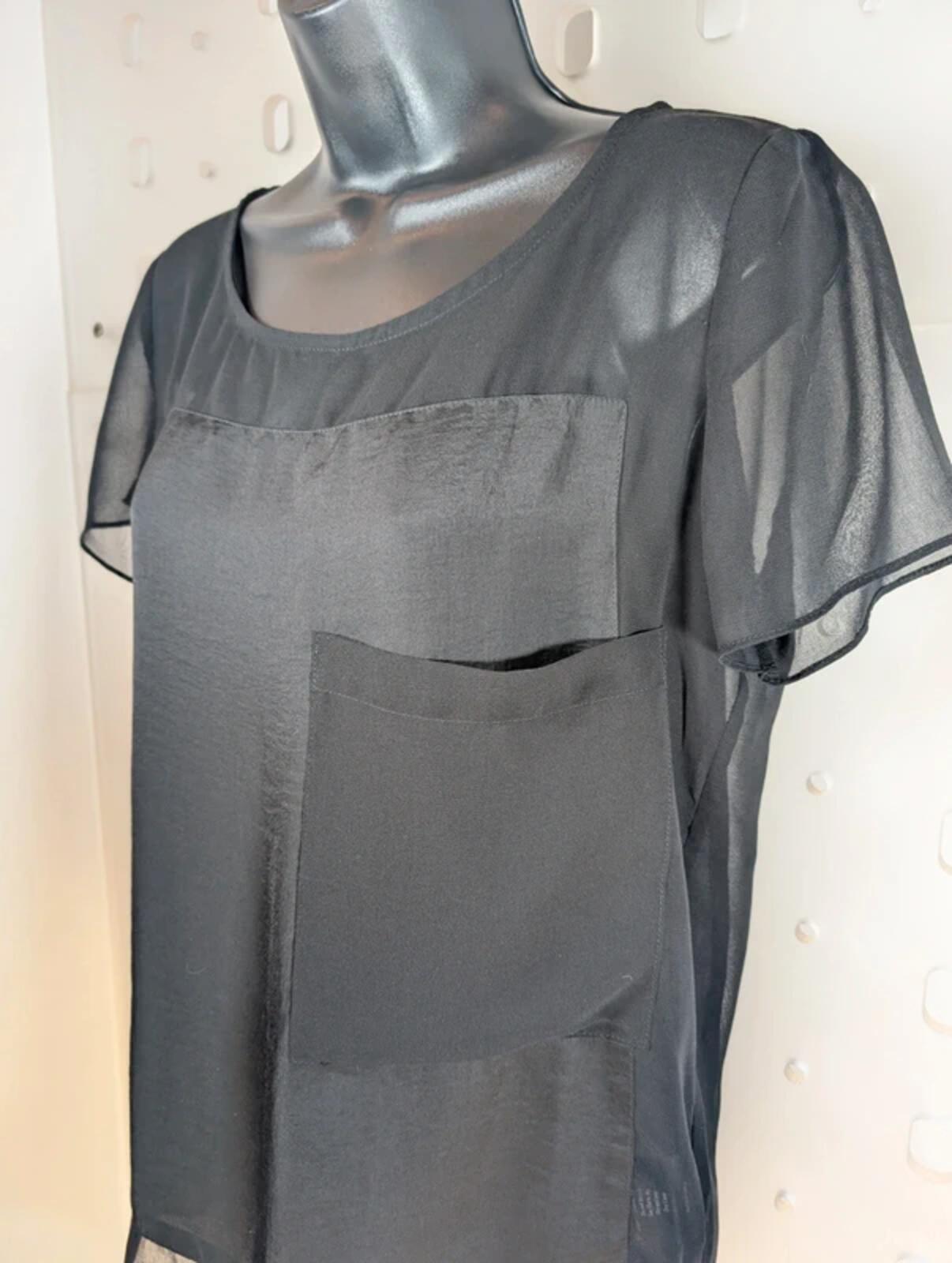 Second Female Abene Sheer Satin Panel Top – Black – Size S