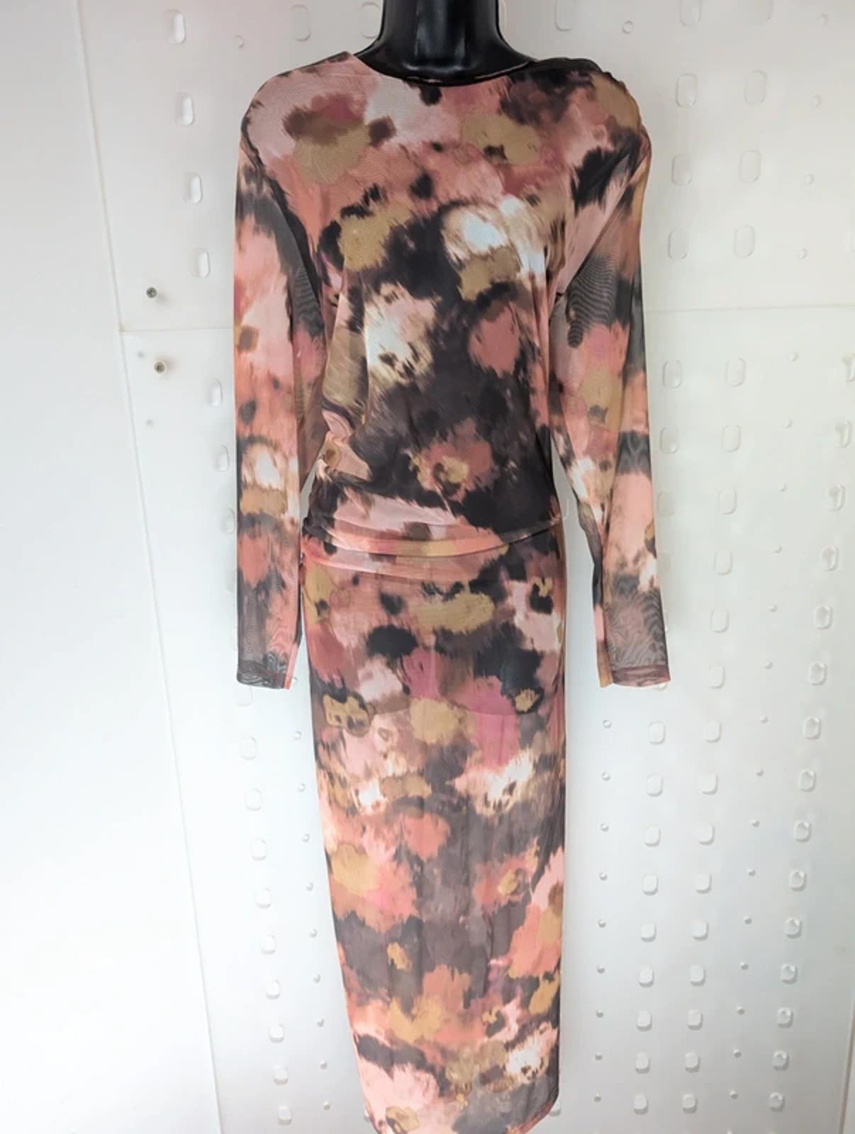 Sheer Ruched Mesh Maxi Dress Layering Piece