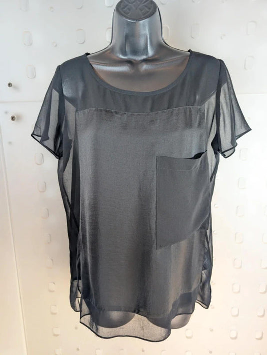 Second Female Abene Sheer Satin Panel Top – Black – Size S
