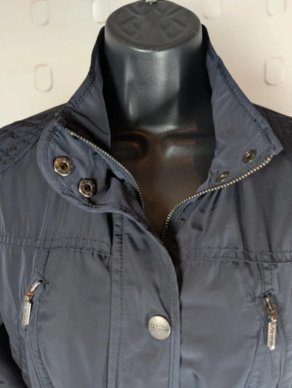 Maine New England Utility Jacket UK10 Navy Belted Quilted Detail Elbow Patch