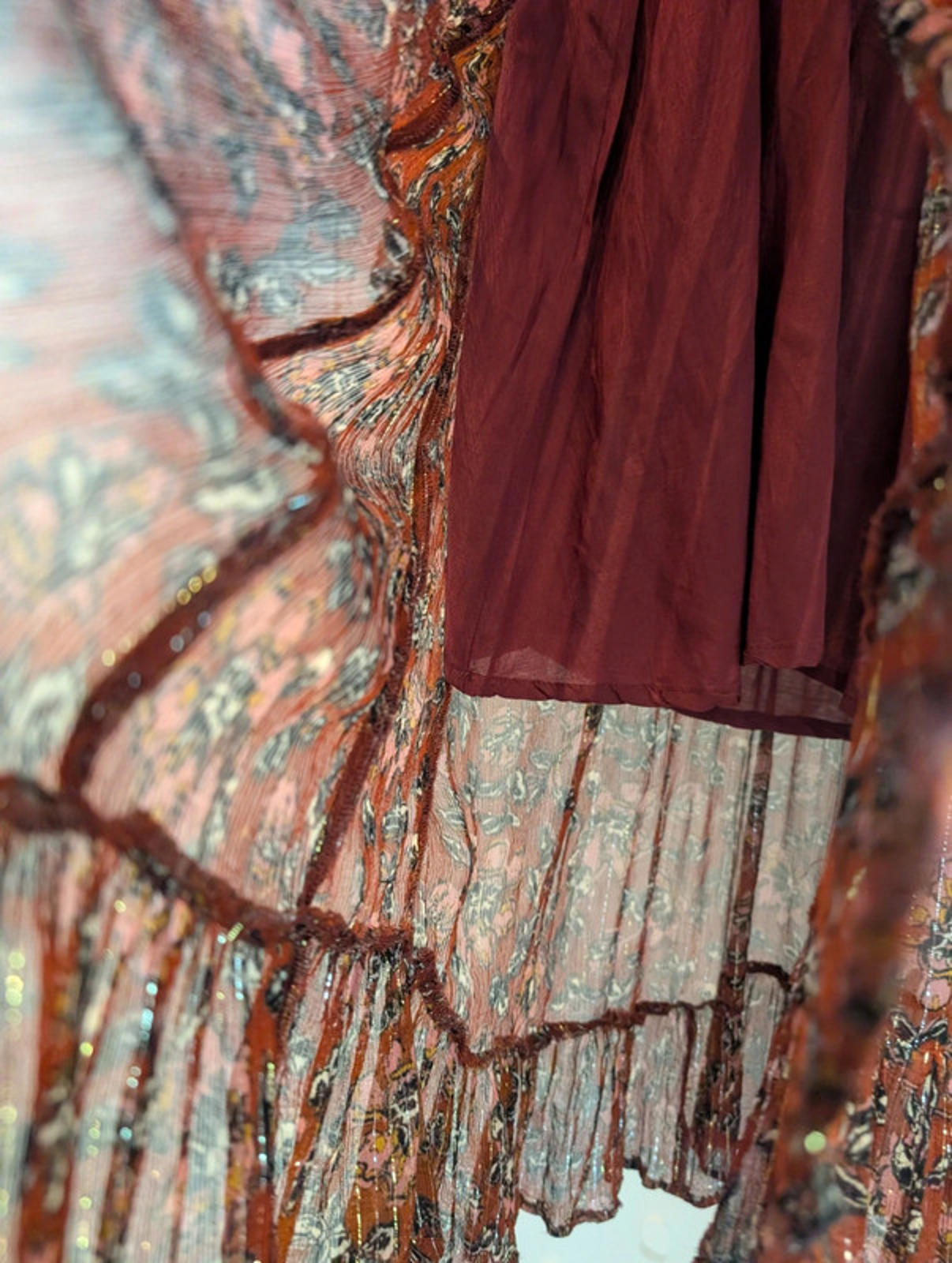 Louizon Boho Midi Dress Metallic Thread Size 2 UK10–12 NWT