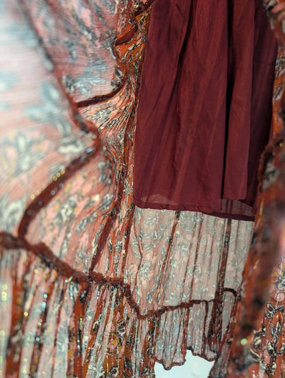 Louizon Boho Midi Dress Metallic Thread Size 2 UK10–12 NWT