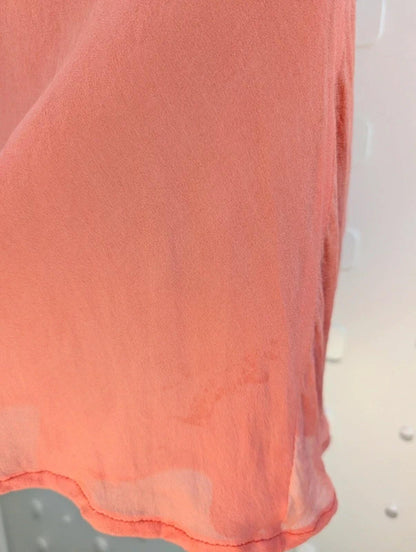 Coral Bias Cut Chiffon Mini Dress – Satin Detail Slip – 90s Style – UK8 / 10