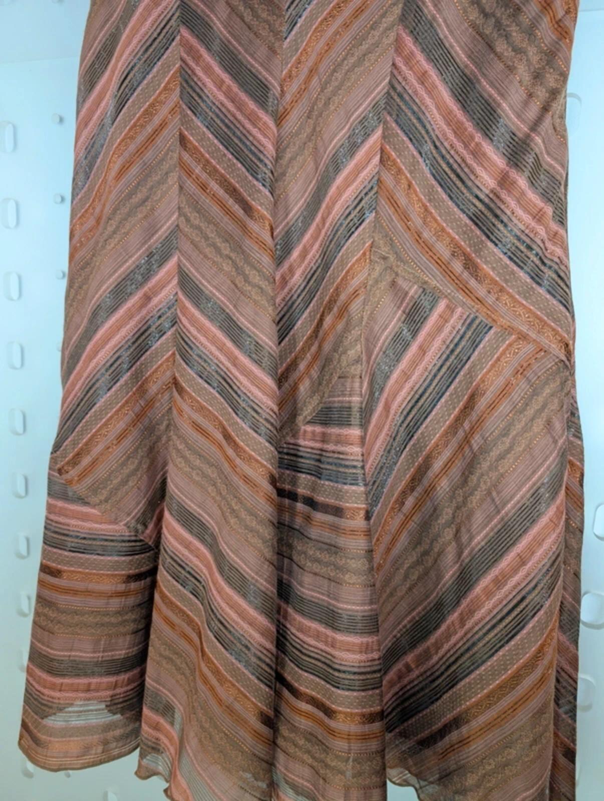 Vintage Impressions Bohemian Godet Midi Skirt Terracotta Rust UK14