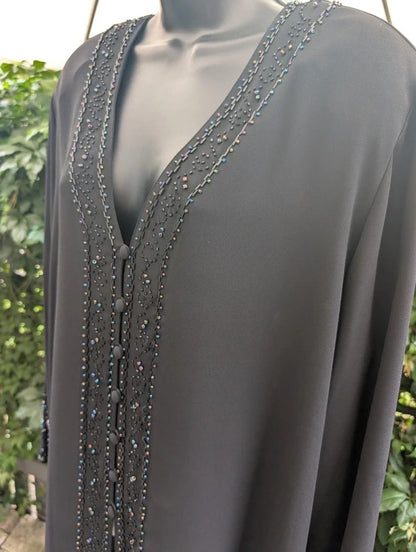 Vintage Ann Harvey Sheer Beaded Evening Jacket Black UK22