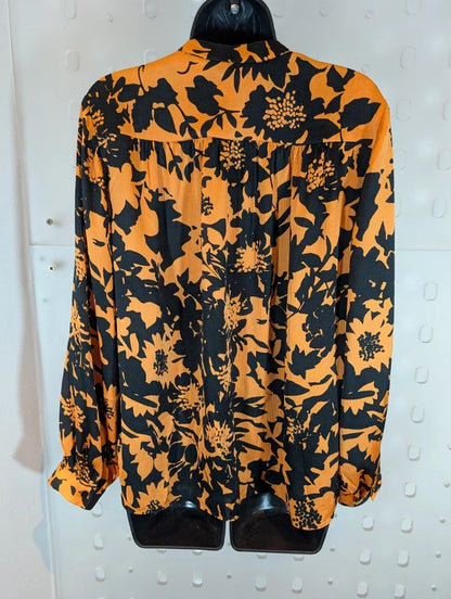 M&S Autograph Orange Botanical Print Blouse UK12