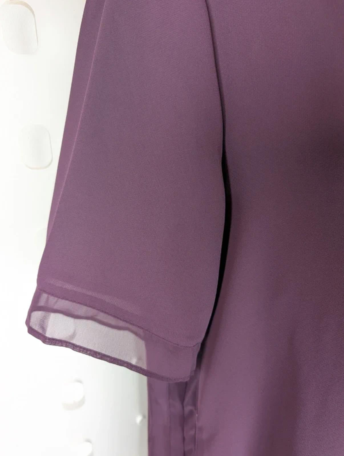 DKNY Aubergine Sheer Trim Blouse UK 8