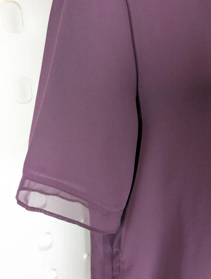 DKNY Aubergine Sheer Trim Blouse UK 8