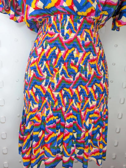 Sweewë Abstract Print Shirred Mini Dress