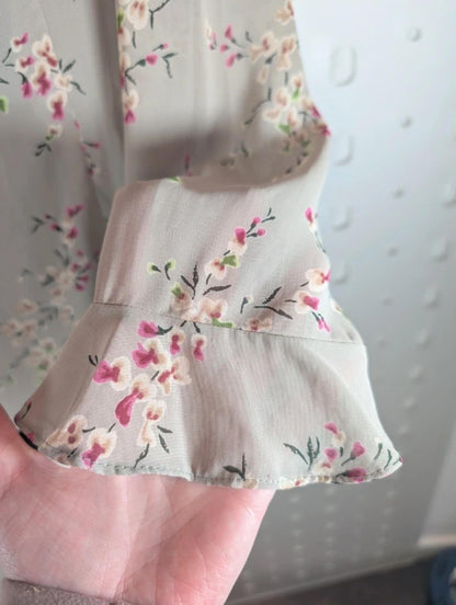 Vintage St Michael M&S Floral Blouse UK18–20 Viscose Frill Sleeve