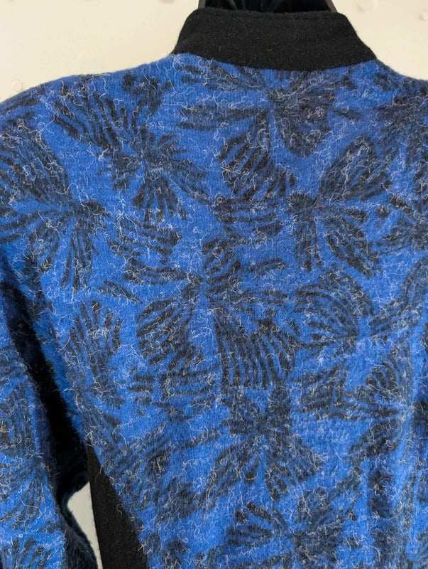 True Vintage 1973 Wool Blend Blue Black Mod Maxi Dress