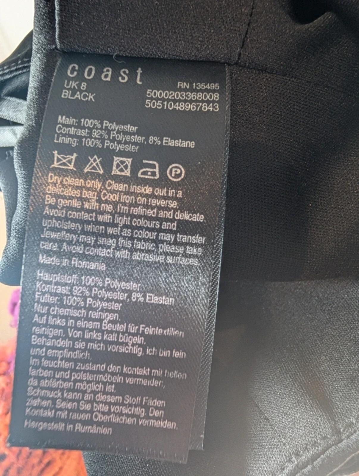 Coast Sheer Mesh Corset Style Crop Top – Black – UK 8