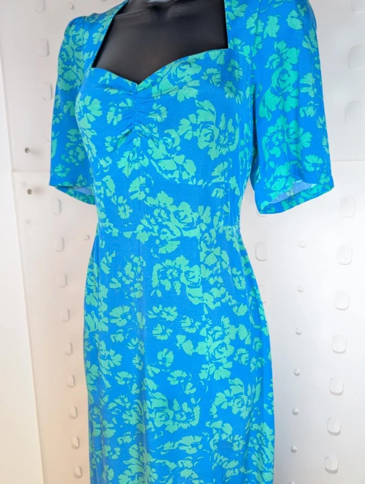 Suncoo Crista Floral Midi Dress T1 Puff Sleeve Sweetheart Neck