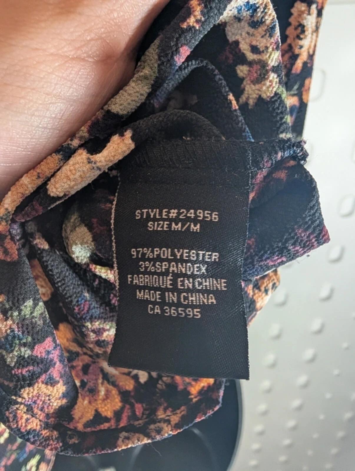 Brody Myles Floral Sleeveless Blouse Black Purple Peach Medium