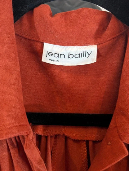 Vintage 1970s/80s Jean Bailly Paris Rust Shirt Dress Made in France