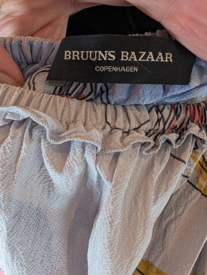 Bruuns Bazaar Copenhagen Cotton Silk Dress Tie Waist Pockets UK12