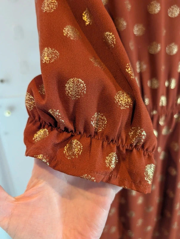 Sweewë Paris Rust Copper Midi Dress Size S