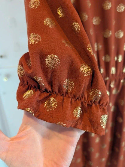 Sweewë Paris Rust Copper Midi Dress Size S
