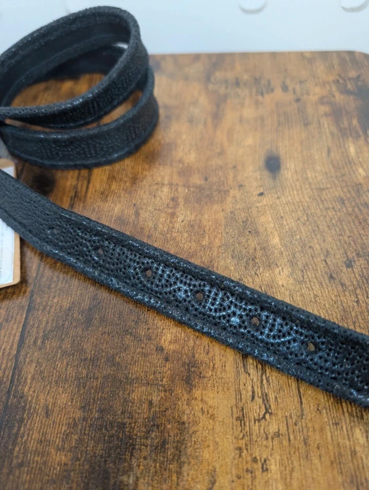 Nooki London Kenwood Leather Belt Metallic Black M/L NWT