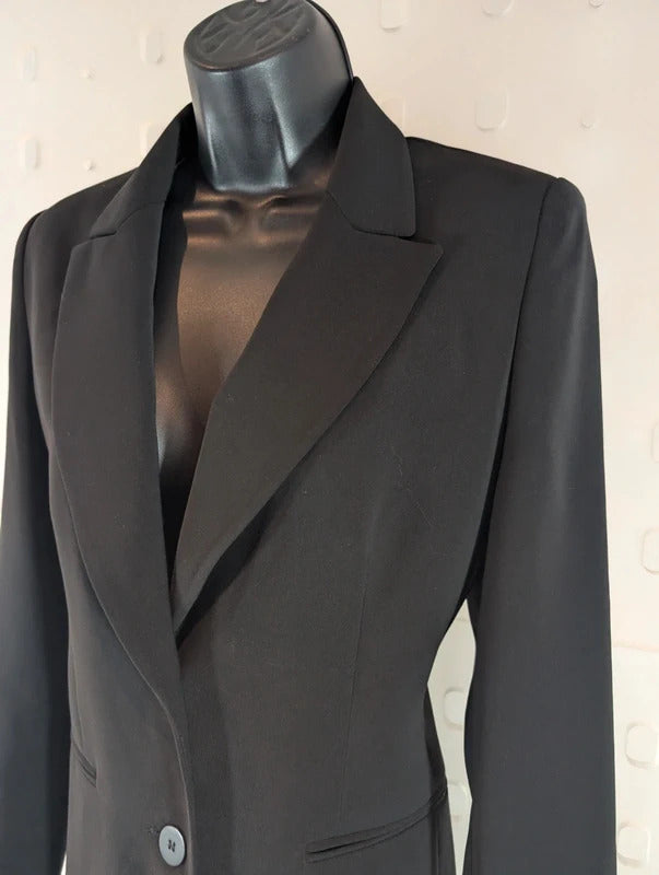 Vintage St Michael M&S Black Tailored Blazer UK8 Petite Made in UK