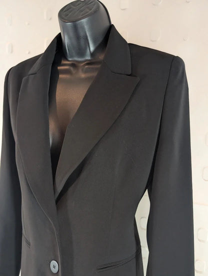 Vintage St Michael M&S Black Tailored Blazer UK8 Petite Made in UK